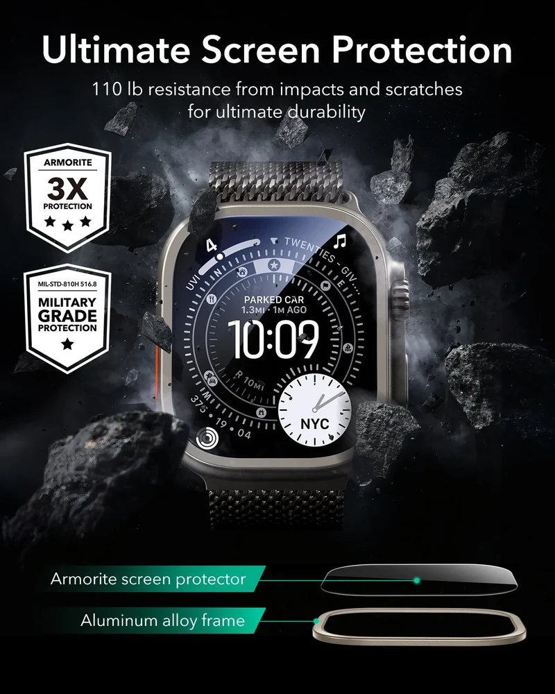 Apple Watch Ultra 4 Armorite Screen Protector (Bezel) - Titanium / Orange