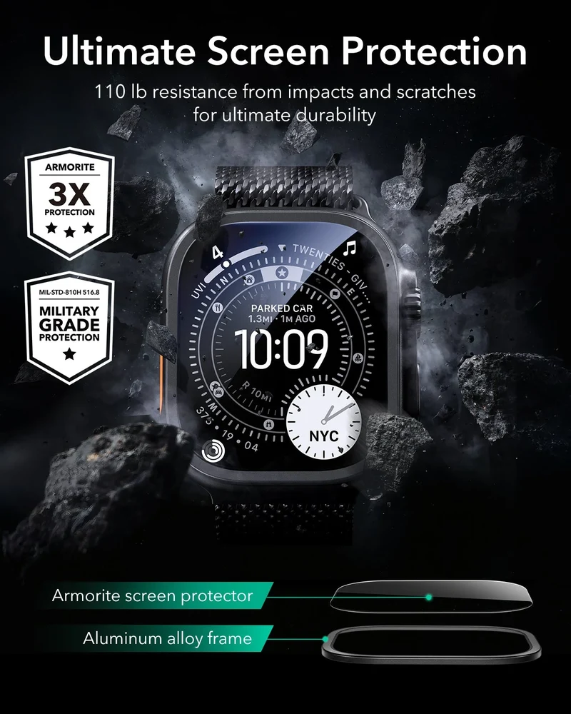 Apple Watch Ultra 4 Armorite Screen Protector (Bezel) - Black