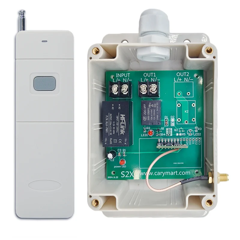 10A Kit Interrupteur Télécommande Sans Fil 1 Canal Sortie CC 2 km (Modèle: 0020491)