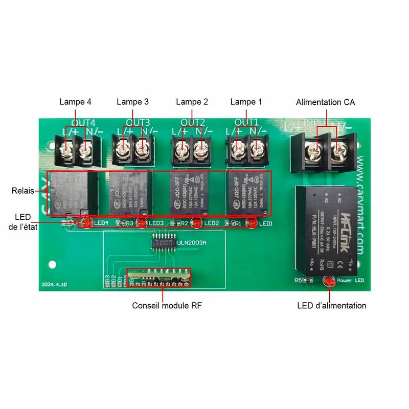 2Km Kit Interrupteur Télécommande Sans Fil 4 Voies 220V 2200 Watt (Modèle: 0020222)