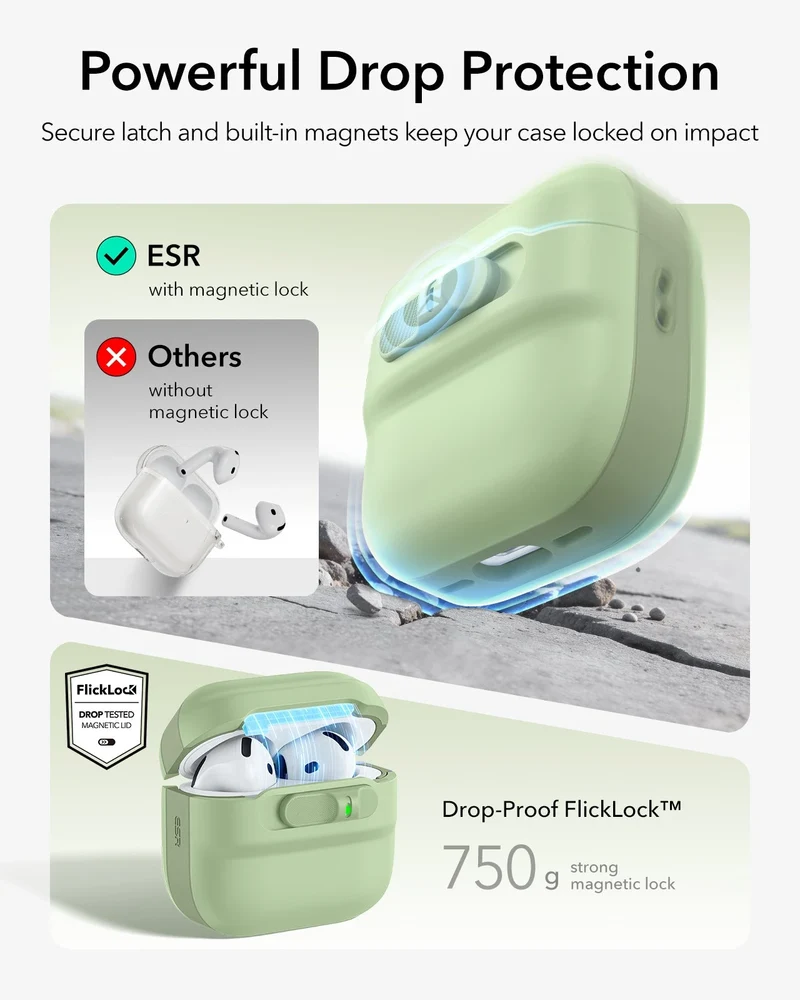 AirPods 5 Pulse FlickLock Magnetic Case - Light Green