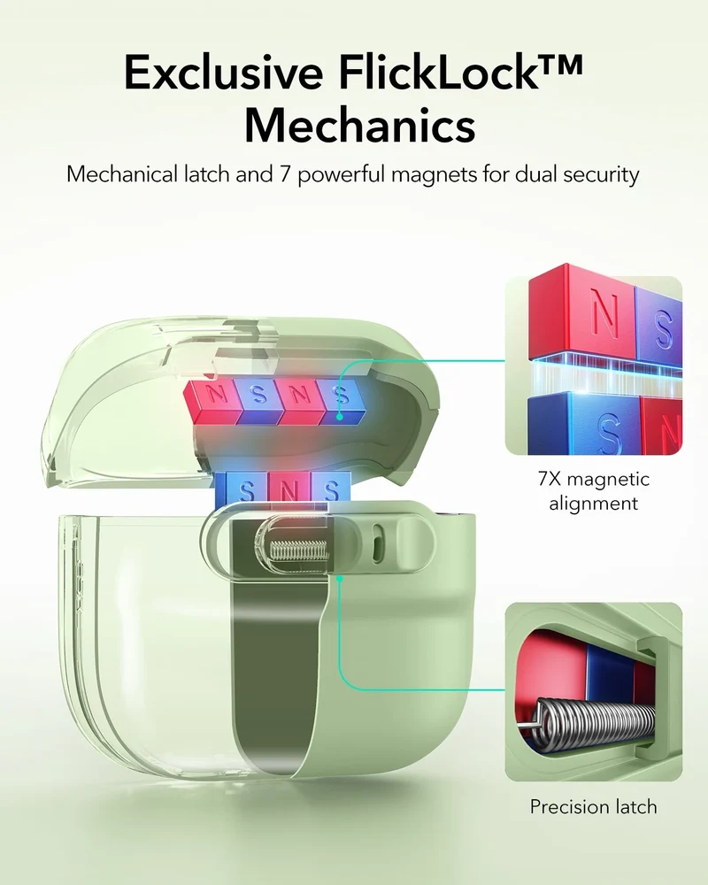 AirPods 5 Pulse FlickLock Magnetic Case - Light Green