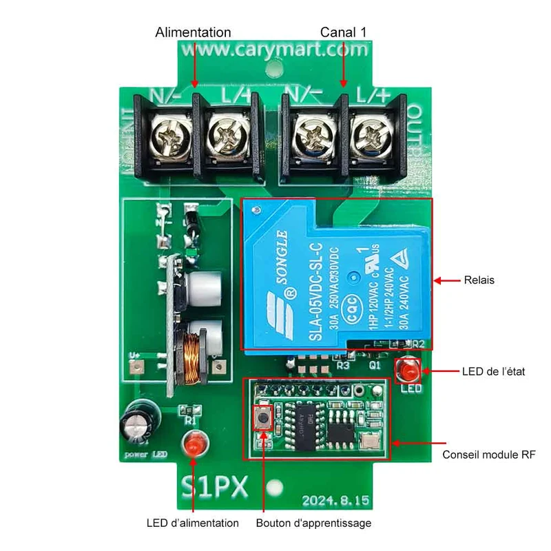 2km 1 Canal 30A CC Sortie Kit Interrupteur Sans Fil Avec Télécommande (Modèle: 0020058)