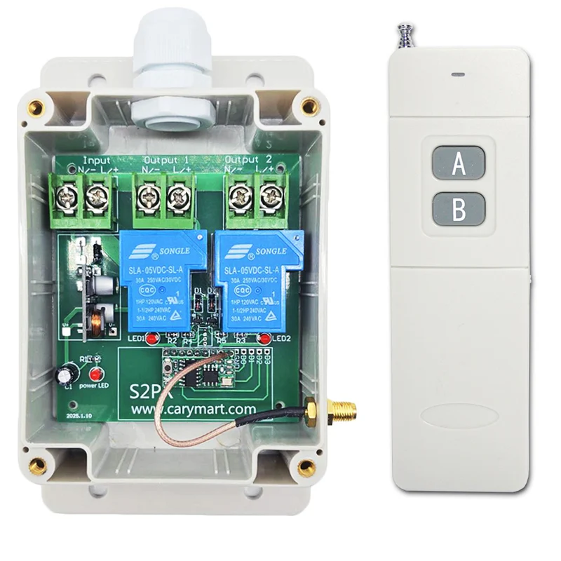 2 Voies CC 10~80V 30A Kit Interrupteur Télécommande Sans Fil 2 km (Modèle: 0020514)