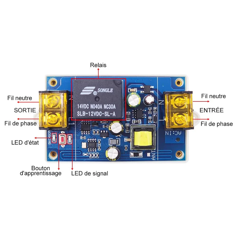 3.5KW Kit Interrupteur Télécommande Sans Fil 1 Canal 230V Entrée Sortie (Modèle: 0020031)