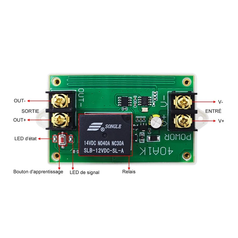 1 Canal Interrupteur Sans Fil CC 8V~26V 30A Récepteur Radio (Modèle: 0020008)
