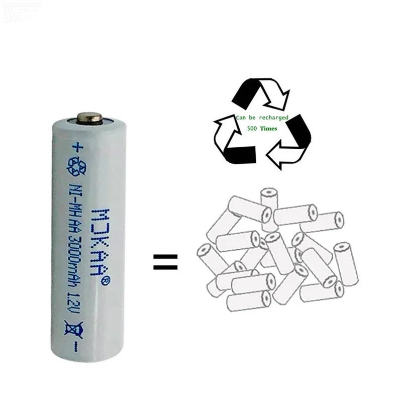 10PCS AA 3000mAh 1.2V Ni Mh Battery 2A Neutral Battery for Pre-charging Electronic Devices