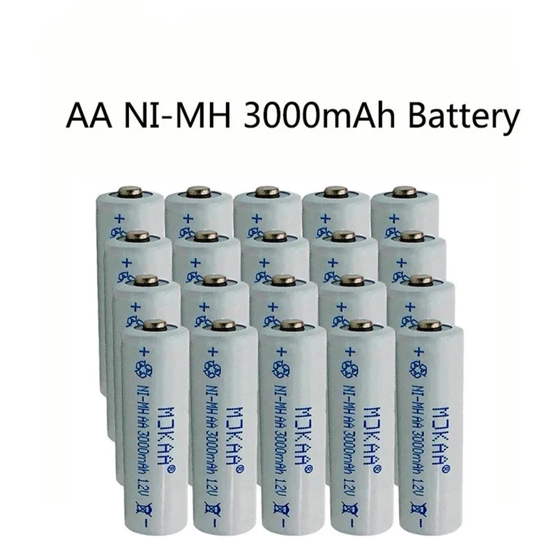 10PCS AA 3000mAh 1.2V Ni Mh Battery 2A Neutral Battery for Pre-charging Electronic Devices