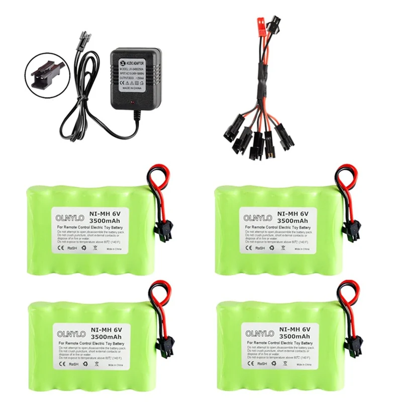 6v 3500mAh NIMH Battery Pack and Charger For RC Toy Cars Boats Robots Tanks Gun AA with SM Plug