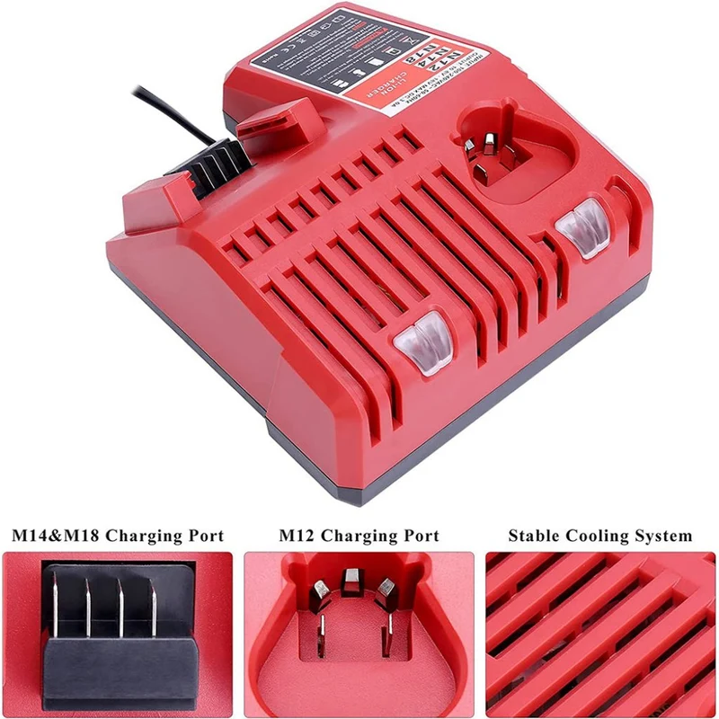 Milwaukee M12 M18 Battery Charger 48-59-1812, Compatible with Milwaukee 12V-18V M18 Battery