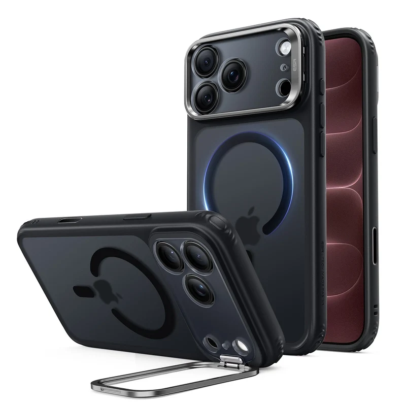 iPhone 18 Pro Classic Hybrid Magnetic Case with Camera Control and Flex Stand - Frosted Black
