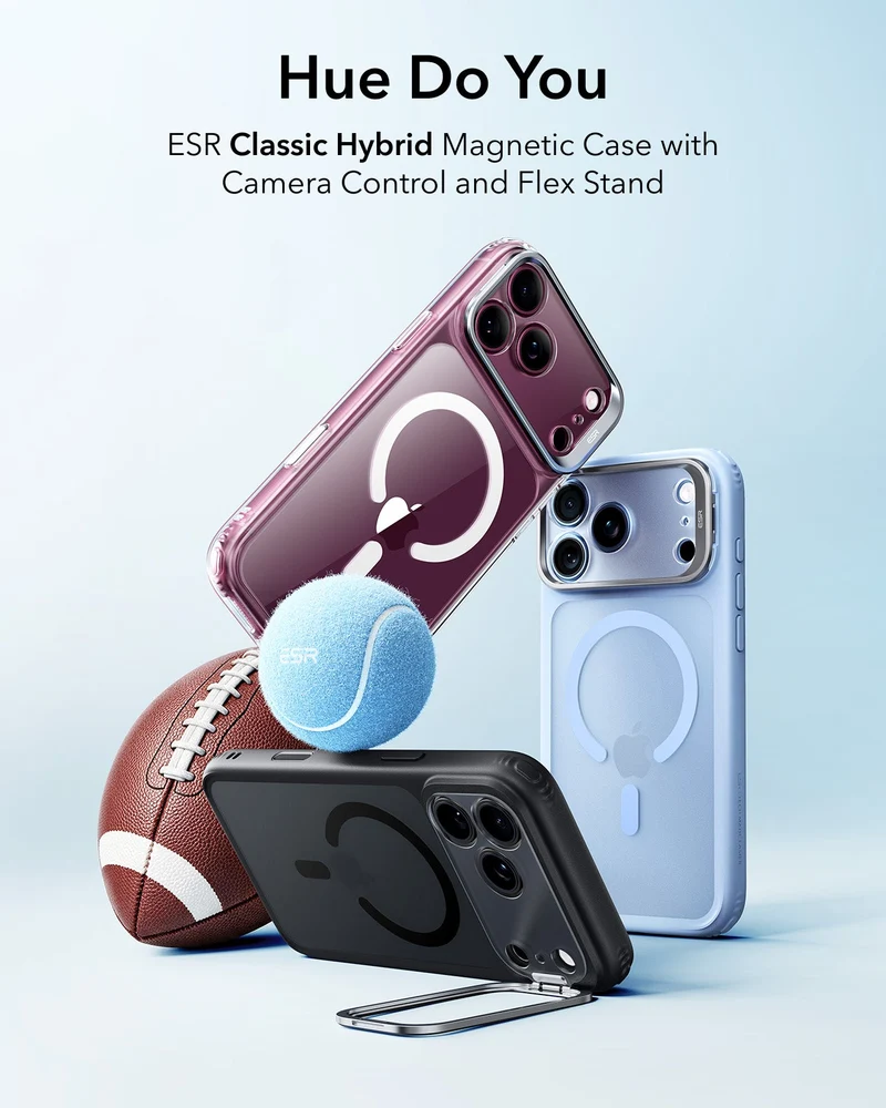 iPhone 18 Pro Classic Hybrid Magnetic Case with Camera Control and Flex Stand - Frosted Black