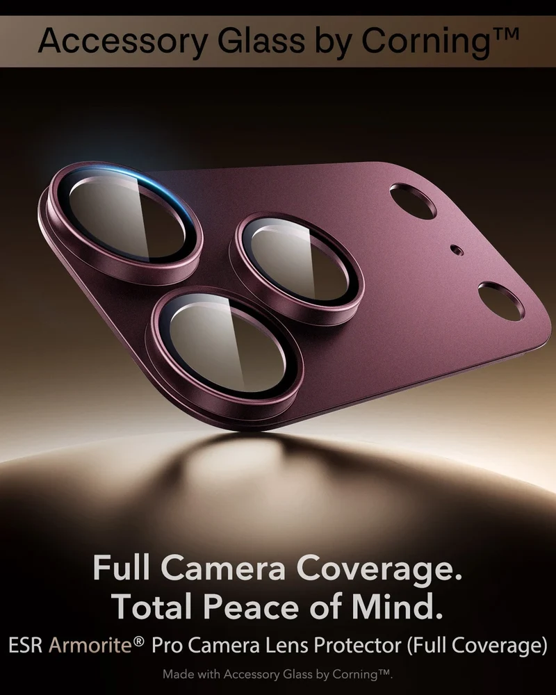 iPhone 18 Pro Max Armorite® Pro Camera Lens Protector (Full Coverage) - Deep Burgundy