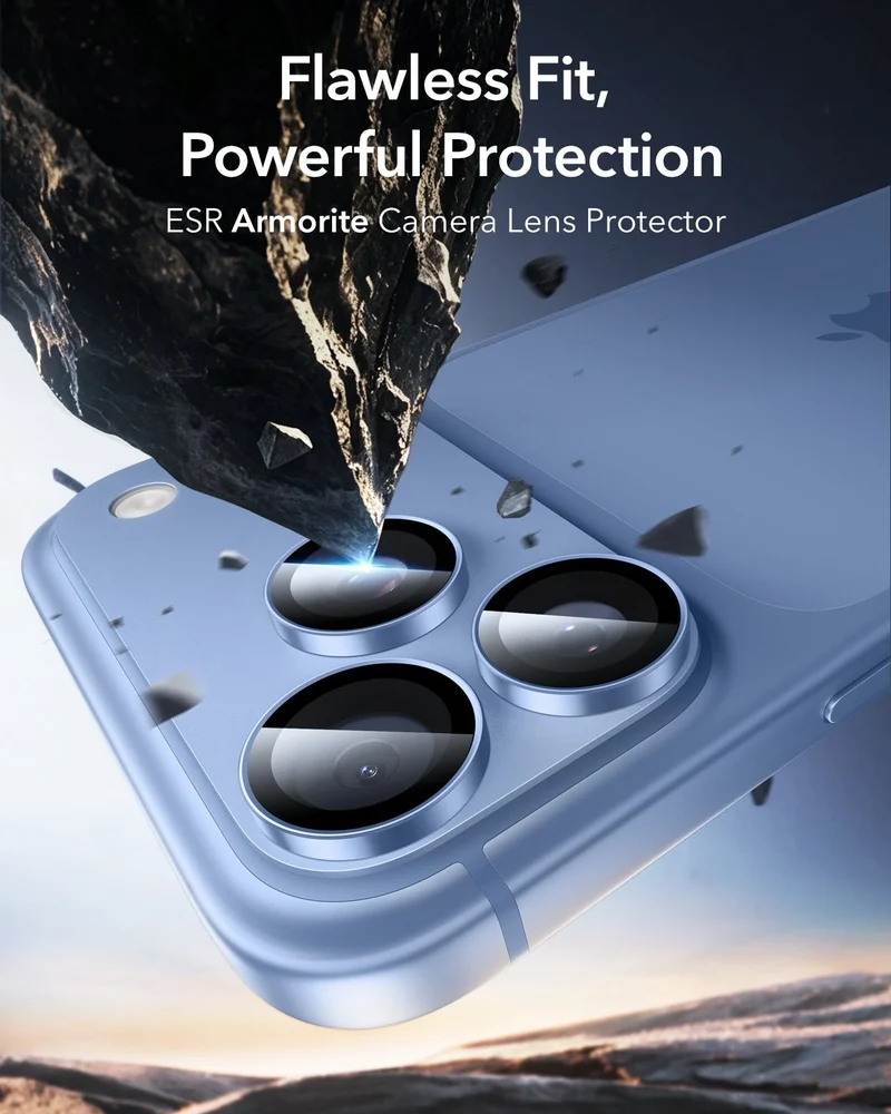 iPhone 18 Pro/Pro Max Armorite® Camera Lens Protector - Misty Blue