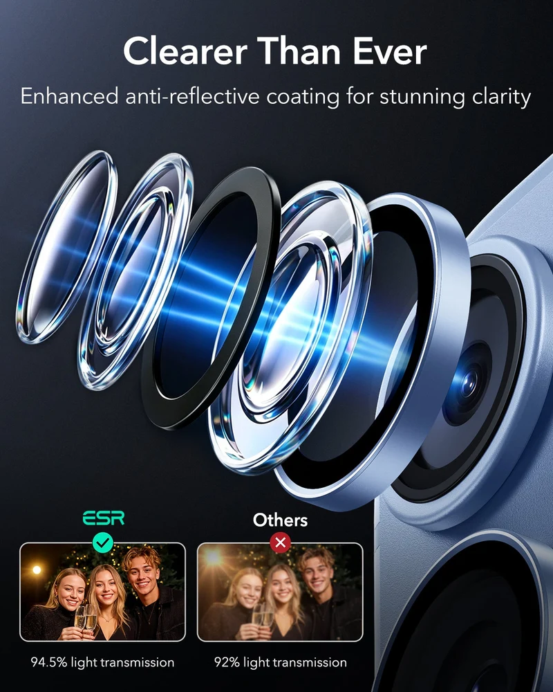 iPhone 18 Pro/Pro Max Armorite® Camera Lens Protector - Misty Blue