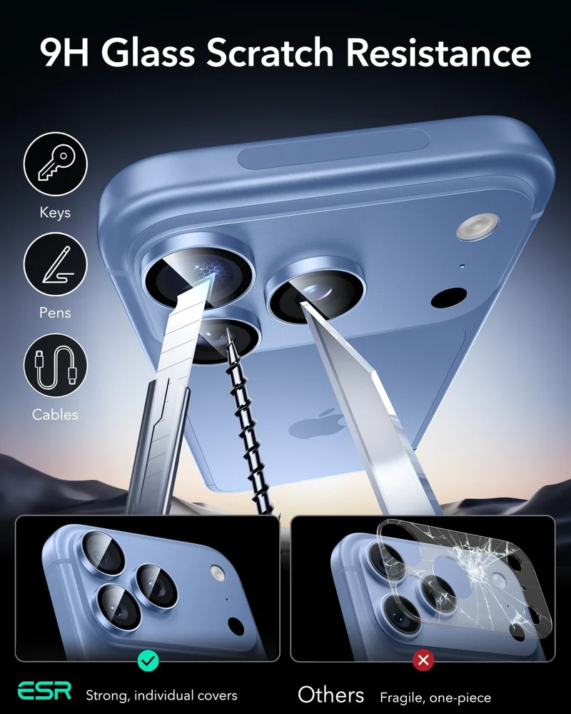 iPhone 18 Pro/Pro Max Armorite® Camera Lens Protector - Misty Blue