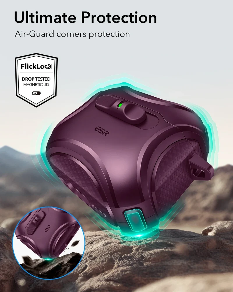 AirPods 4 Cyber FlickLock Case (HaloLock) - Burgundy