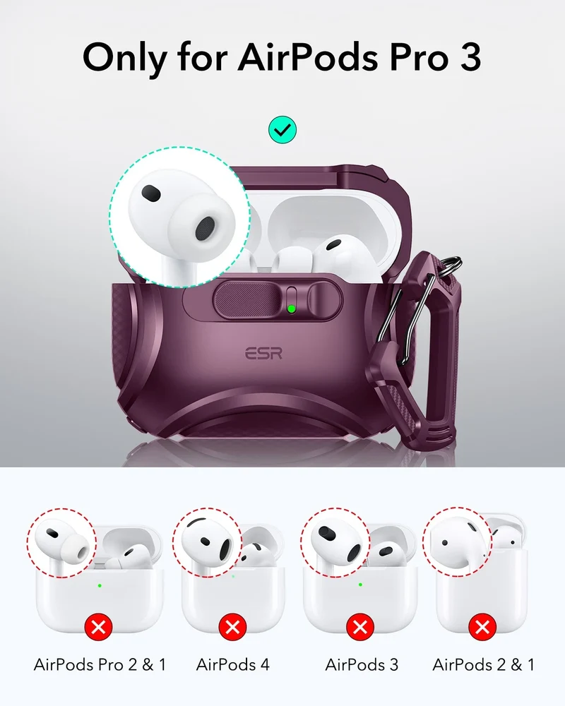 AirPods Pro 3 Cyber FlickLock Magnetic Case - Burgundy