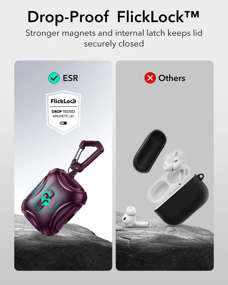 AirPods Pro 3 Cyber FlickLock Magnetic Case - Burgundy