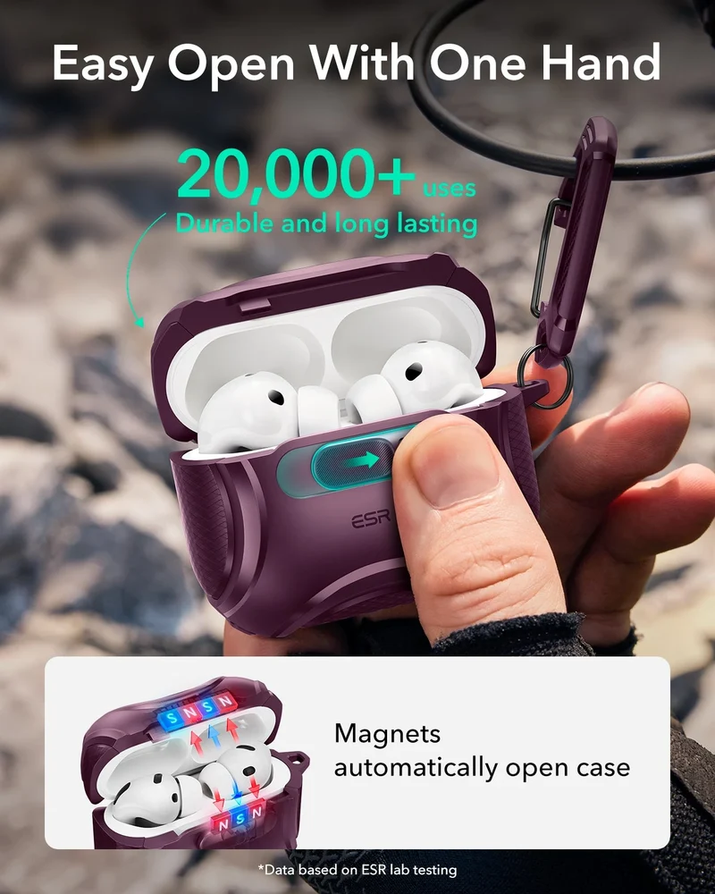 AirPods Pro 3 Cyber FlickLock Magnetic Case - Burgundy
