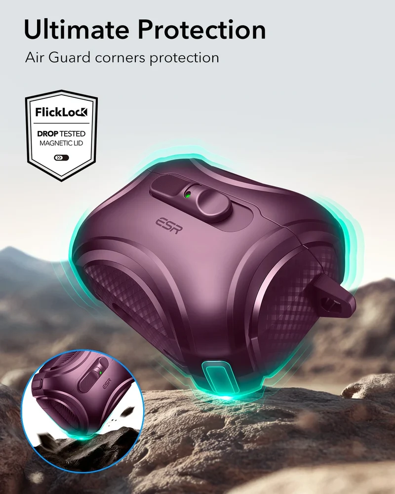 AirPods Pro 3 Cyber FlickLock Magnetic Case - Burgundy