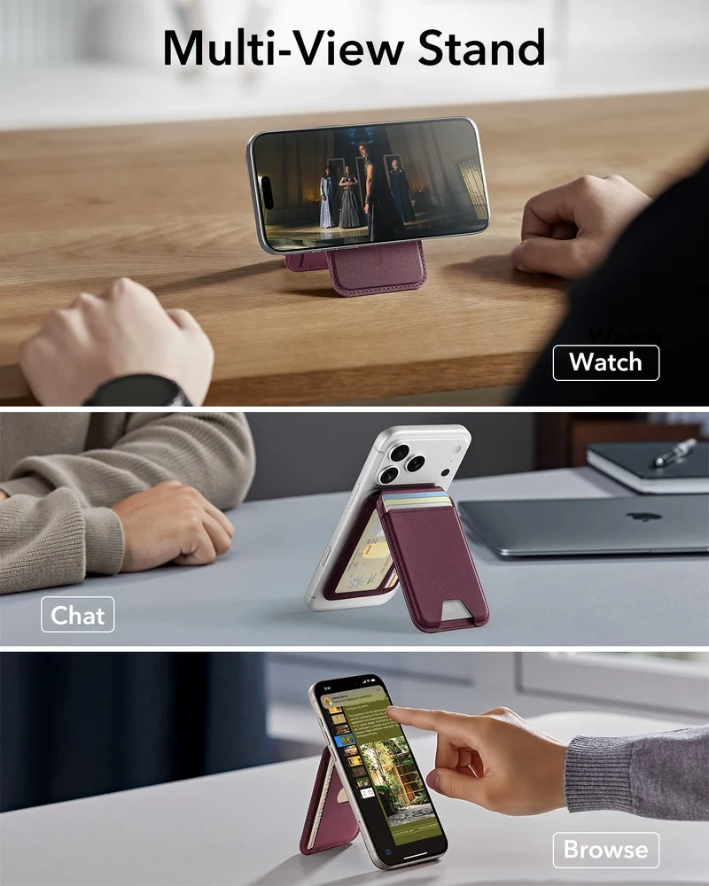 Classic Magnetic Wallet Stand for 5 cards - Burgundy