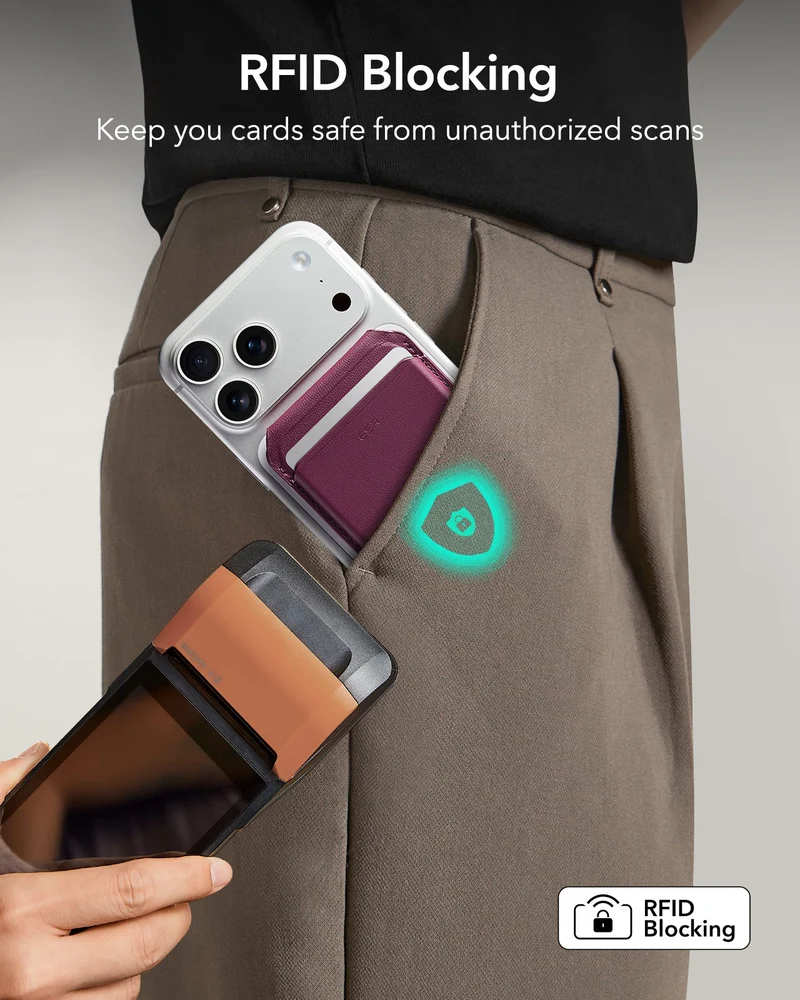 Classic Magnetic Wallet Stand for 5 cards - Burgundy