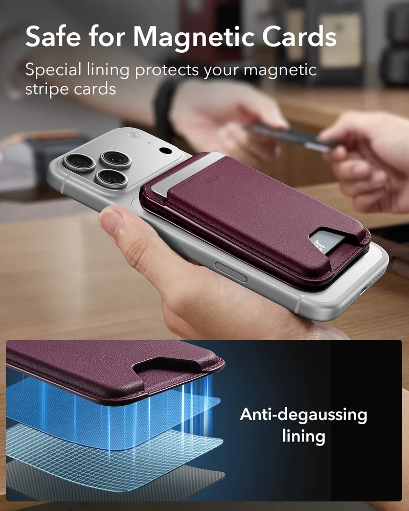 Classic Magnetic Wallet Stand for 5 cards - Burgundy