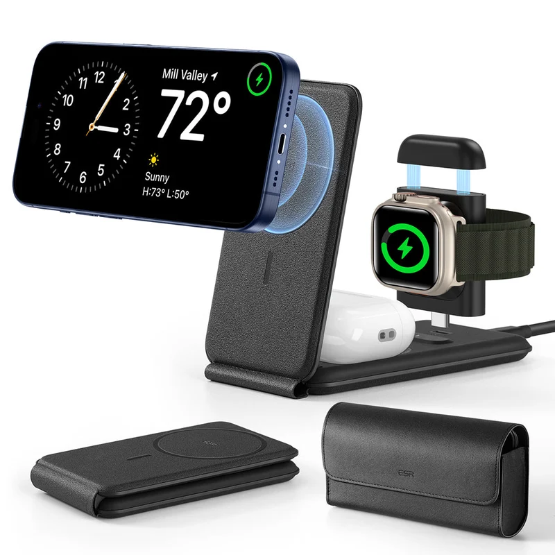 HaloLock™ 3-in-1 Travel Wireless Charging Set - White - AU Plug