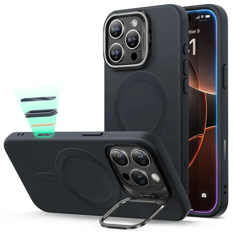 iPhone 16 Pro Cloud Soft Magnetic Case (Camera Control, Stash Stand) - Black