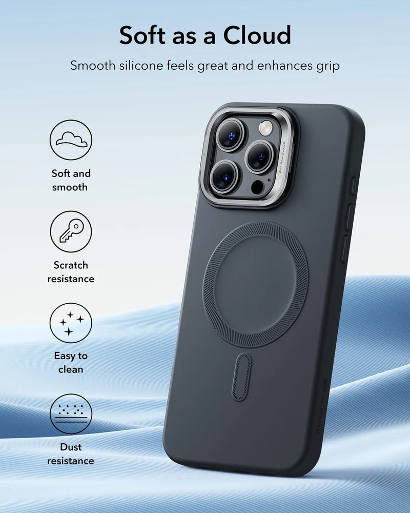 iPhone 16 Pro Cloud Soft Magnetic Case (Camera Control, Stash Stand) - Black
