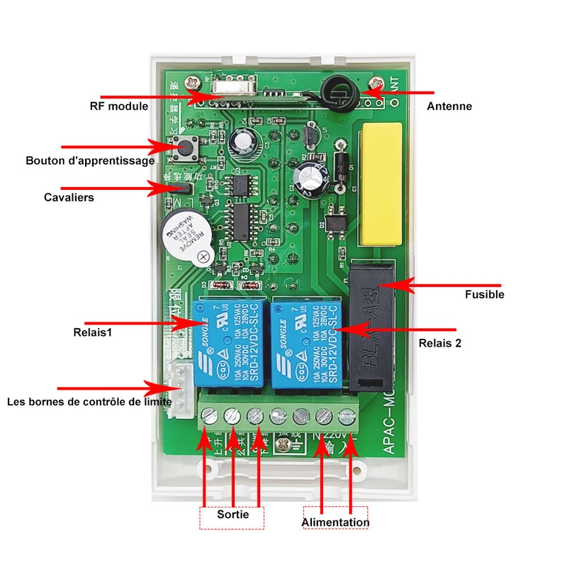 Interrupteur Volet Roulant 220V 5A avec Télécommande Sans Fil (Modèle: 0020318)