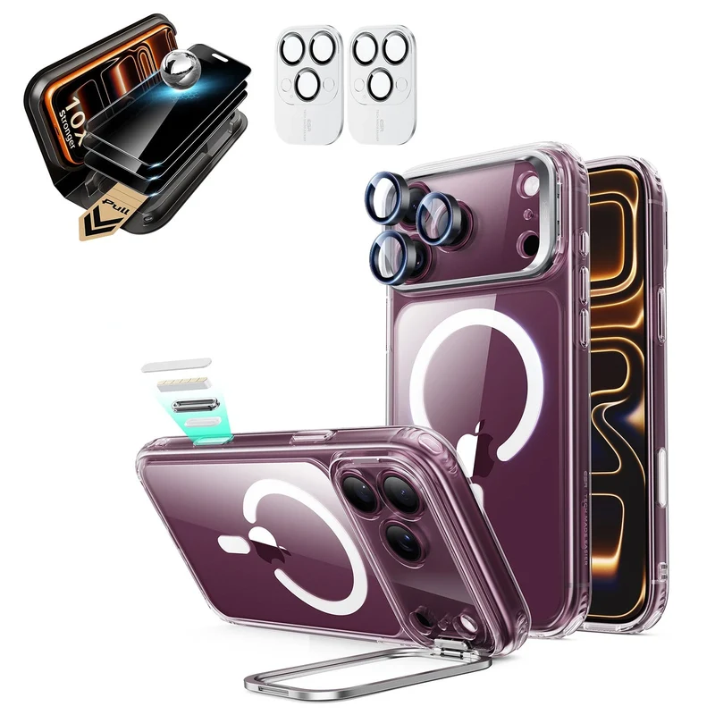 iPhone 18 Pro Max Bundle Classic Hybrid Magnetic Case with Camera Control and Flex Stand, Plus Armorite® Pro Privacy Screen Protector - Clear