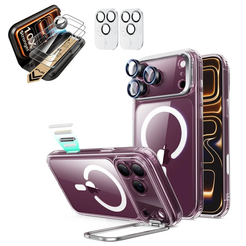 iPhone 18 Pro Bundle Classic Hybrid Magnetic Case with Camera Control and Flex Stand, Plus Armorite® Pro Screen Protector - Clear