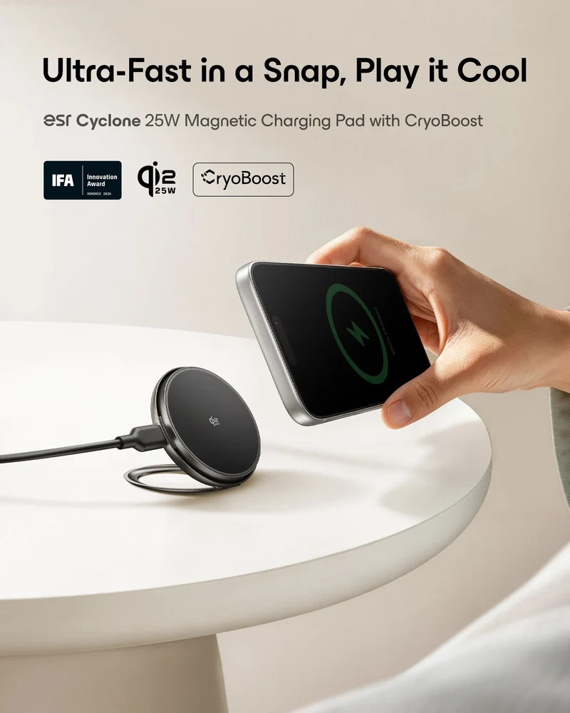 Cyclone 25W Magnetic Charging Pad with CryoBoost - Black - 1 Set
