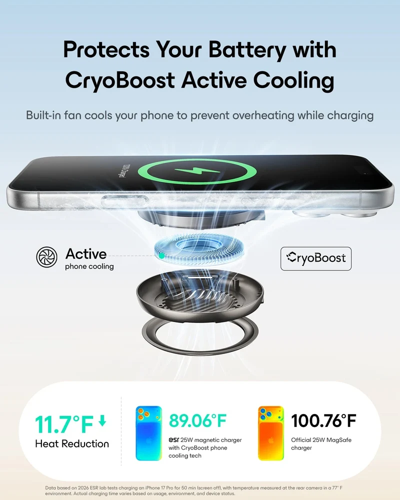 Cyclone 25W Magnetic Charging Pad with CryoBoost - Black - 1 Set