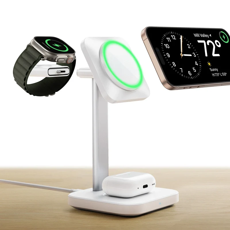 3-in-1 Magnetic Charging Station (15W)- White - US PLUG