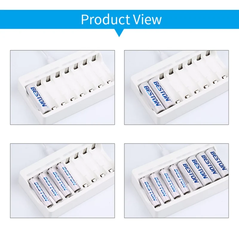 8 Channel Smart Fast AA AAA Rechargeable Charger USB Charger Beston C9010