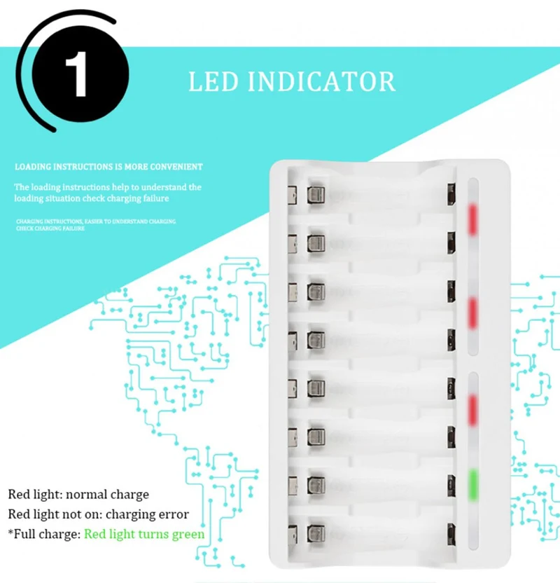 8 Channel Smart Fast AA AAA Rechargeable Charger USB Charger Beston C9010