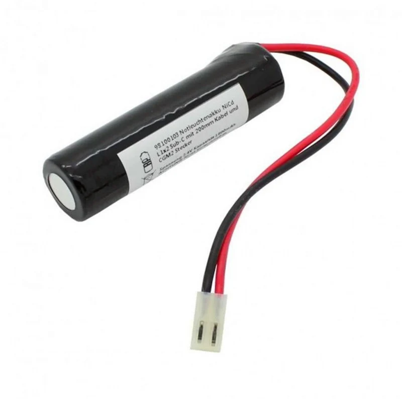 Emergency Light Battery NiCd 2.4V 1800mAh L1x2 Sub-C with 200mm Cable and CGM2 Connector