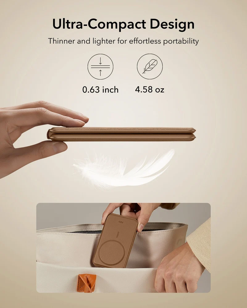 15W 3-in-1 Travel Wireless Charging Set - Brown - US Plug