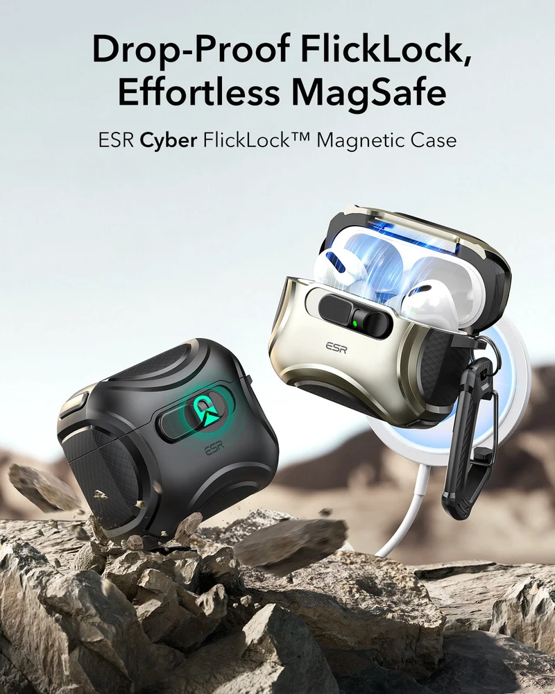 AirPods Pro 3 Cyber FlickLock Magnetic Case - Black