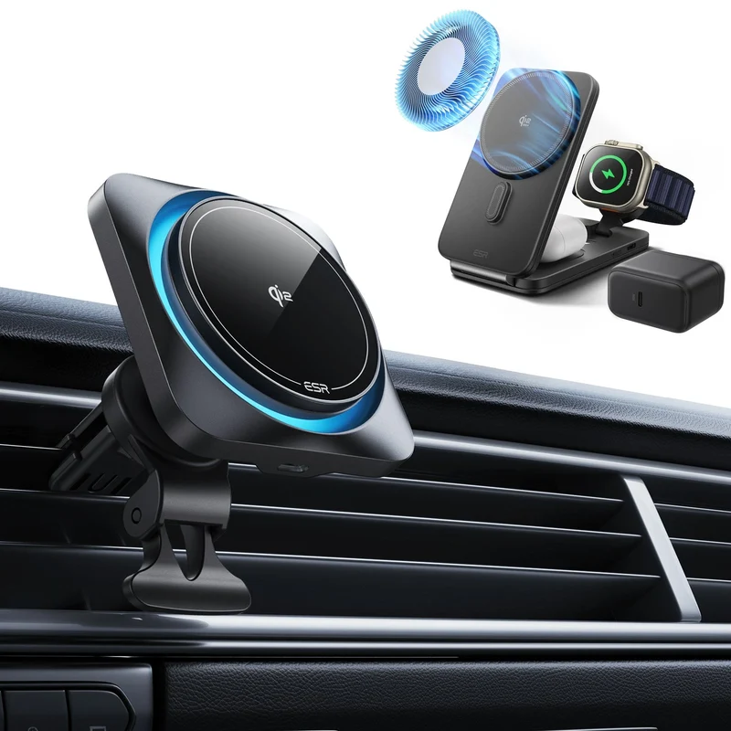 15W CryoBoost Car Charger and 25W Foldable 3-in-1 Charger Bundle - US Plug–Black