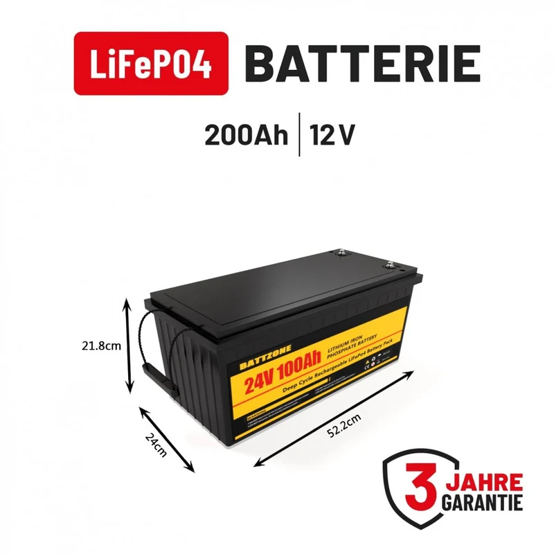 24 V 100 Ah LiFePO4 battery with max 2560 W power 100 A BMS CE and RoHS certificates perfect for motorhomes boats