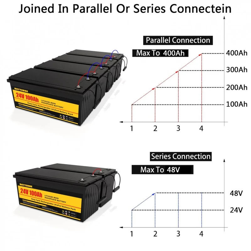24 V 100 Ah LiFePO4 battery with max 2560 W power 100 A BMS CE and RoHS certificates perfect for motorhomes boats