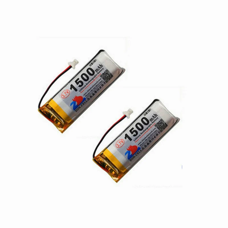 2PCS 1500mAh 3.7V SH1.0 Forward Plug 102050 Lithium Polymer Battery Pack for Portable Devices and Instruments