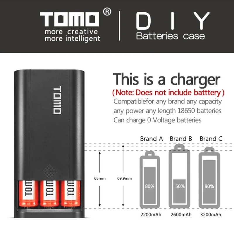 18650 Battery Charger Mobile Phone DIY Portable Battery Case 18650 Li-ion Battery Power Bank