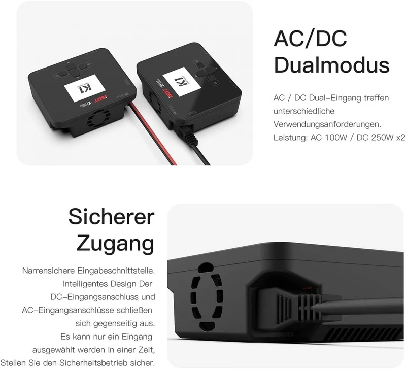 K1 Lipo ISDT Battery Charger AC 100W DC 250WX2 Charger Balance for Life Lilon LiPo 1-6S LiHv Pb NiMH RC Battery