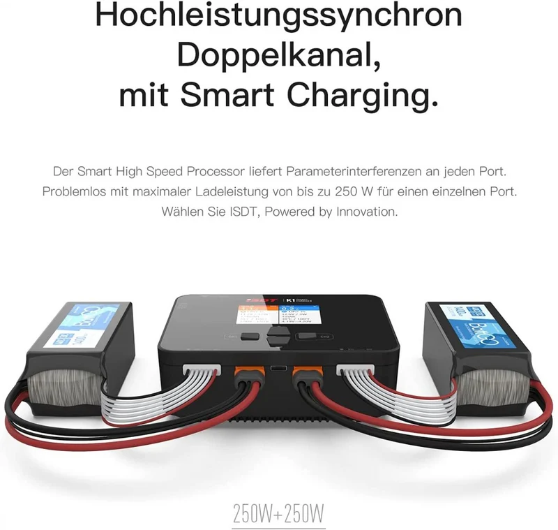 K1 Lipo ISDT Battery Charger AC 100W DC 250WX2 Charger Balance for Life Lilon LiPo 1-6S LiHv Pb NiMH RC Battery
