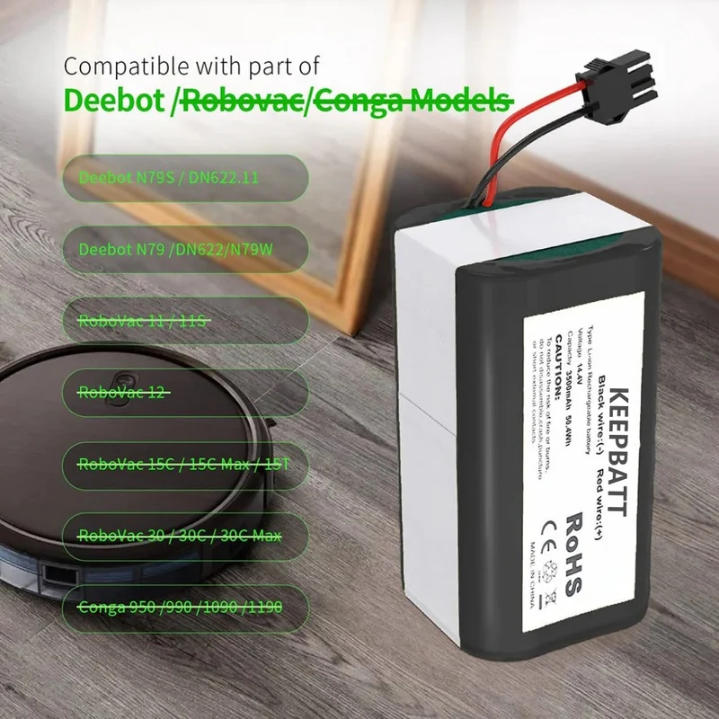 KEEPBATT 14.4V 3500mAh Li-ion Replacement Battery for Robovac 11 11s 12 15c 30 35c